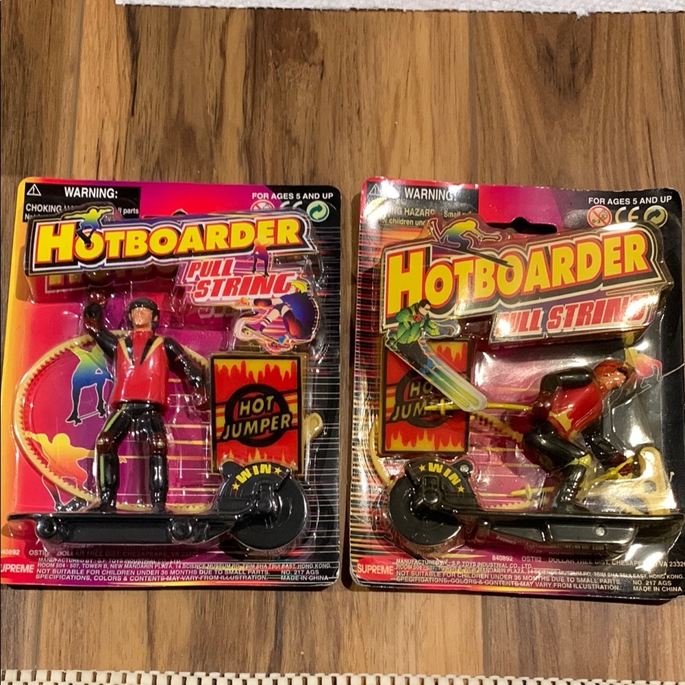 Supreme 1999 Set of 2 Hotboarder pull string skateboard and ski toys